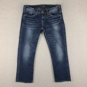 Silver Jeans Womens 29 Blue Aiko Low Capri‎ Dark Wash Denim